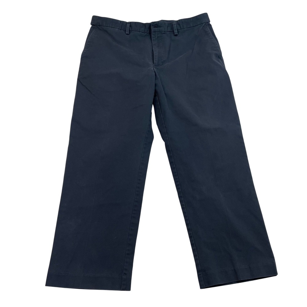 Savane Mens Classic Fit Flat Front Pants Navy Blue Size 36x29